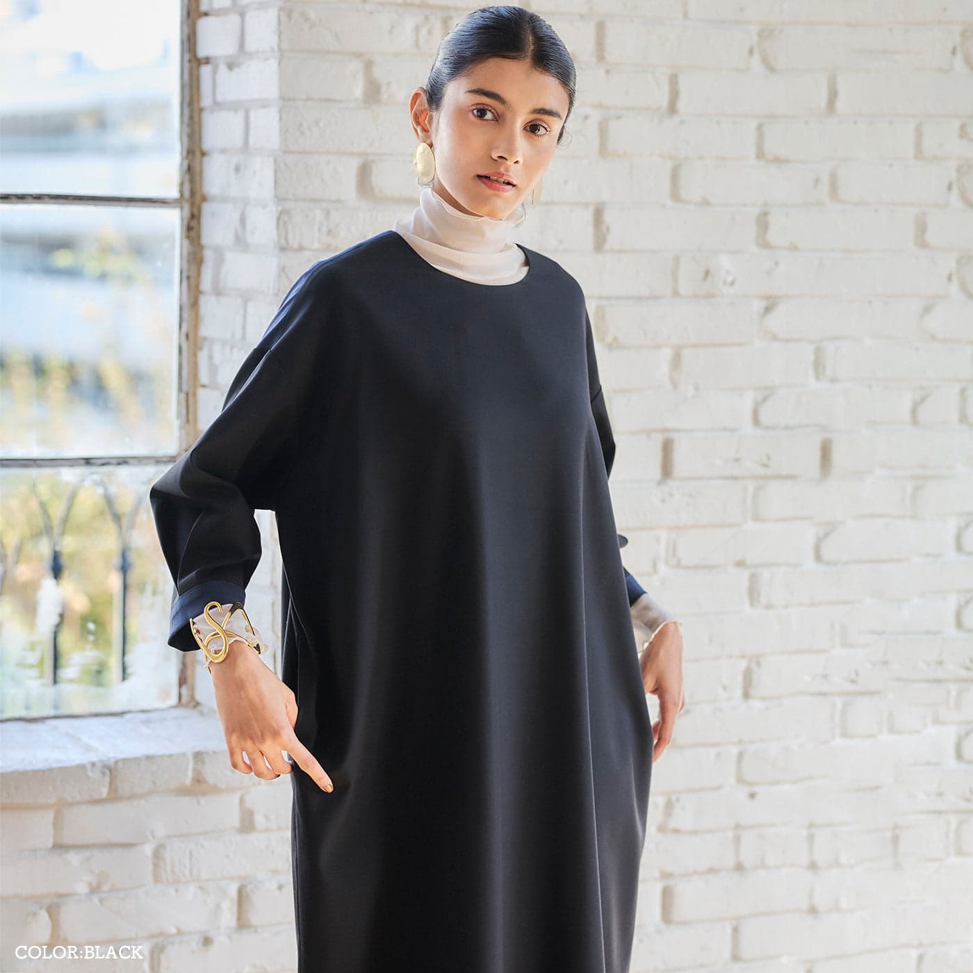 FLY HIGH × Maison de Bunga ワンピース(ブラック×ネイビー)